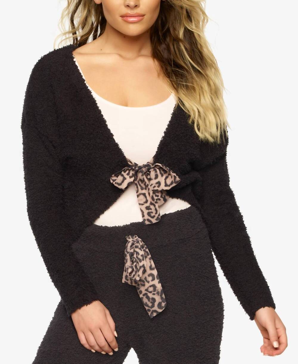 NEW FELINA denali lounge tie front cardigan in black